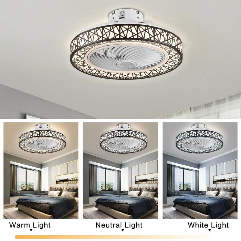 LED Dimmable Ceiling Fan Light Modern Invisible Chandelier Lamp With Remote 7