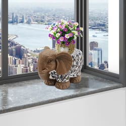 brown decorative magnesium oxide elephant garden stool for home decor