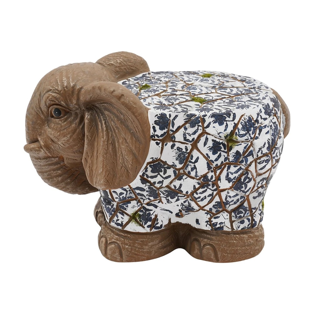 Brown Decorative Magnesium Oxide Elephant Garden Stool For Home Decor 5