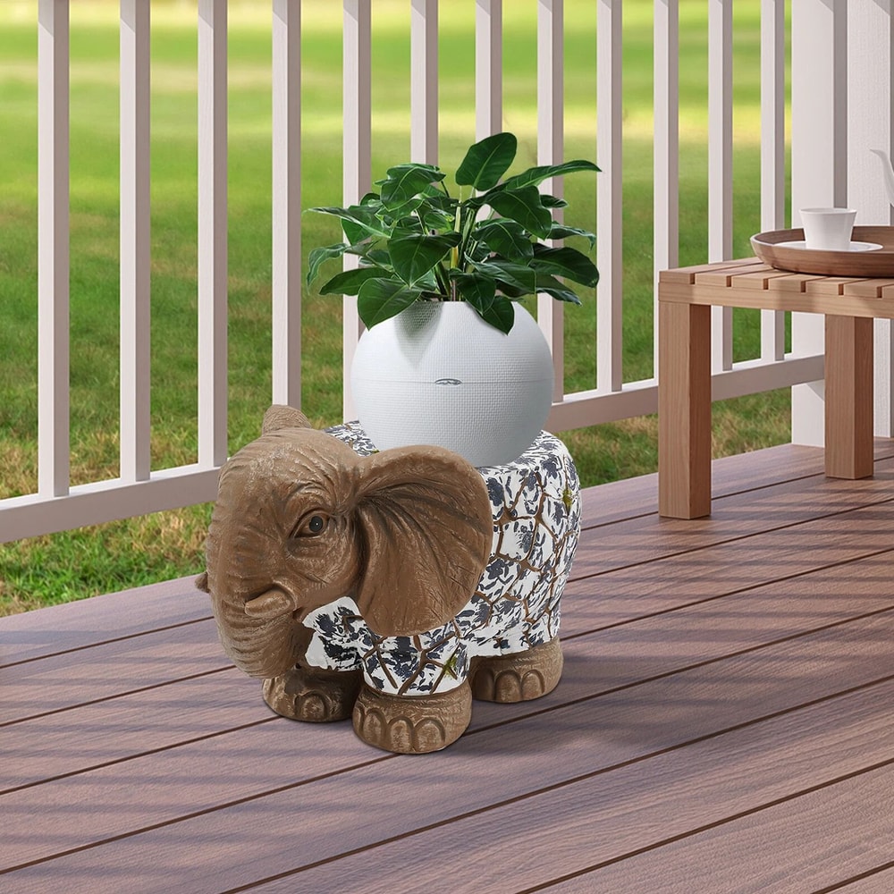 Brown Decorative Magnesium Oxide Elephant Garden Stool For Home Decor 10
