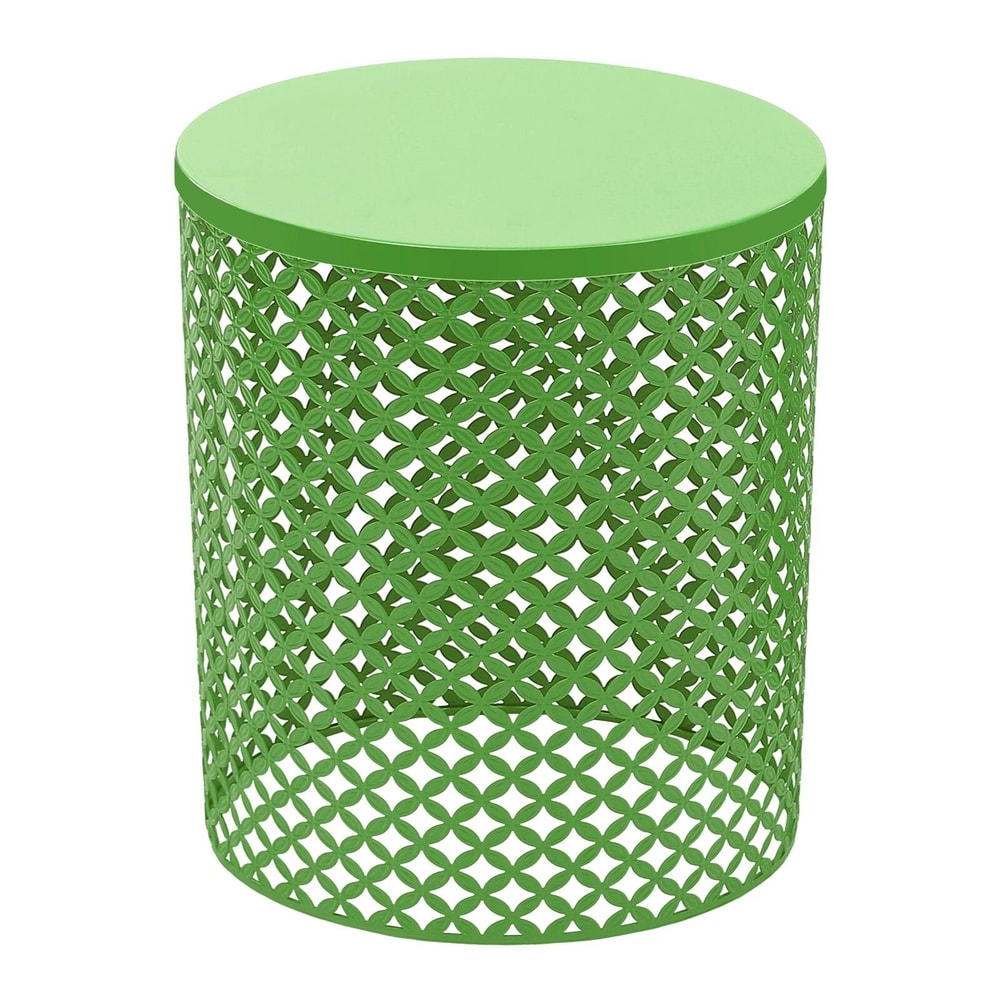Accent Table With Modern Openwork Pattern Green Side Table Metal Frame 4