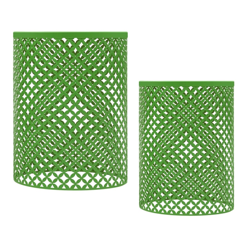 Accent Table With Modern Openwork Pattern Green Side Table Metal Frame 6