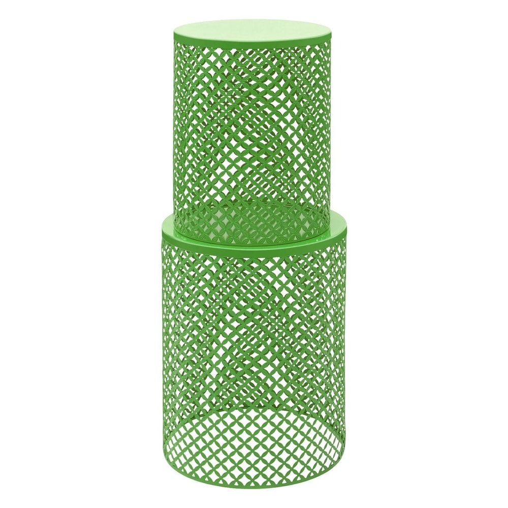 Accent Table With Modern Openwork Pattern Green Side Table Metal Frame 8