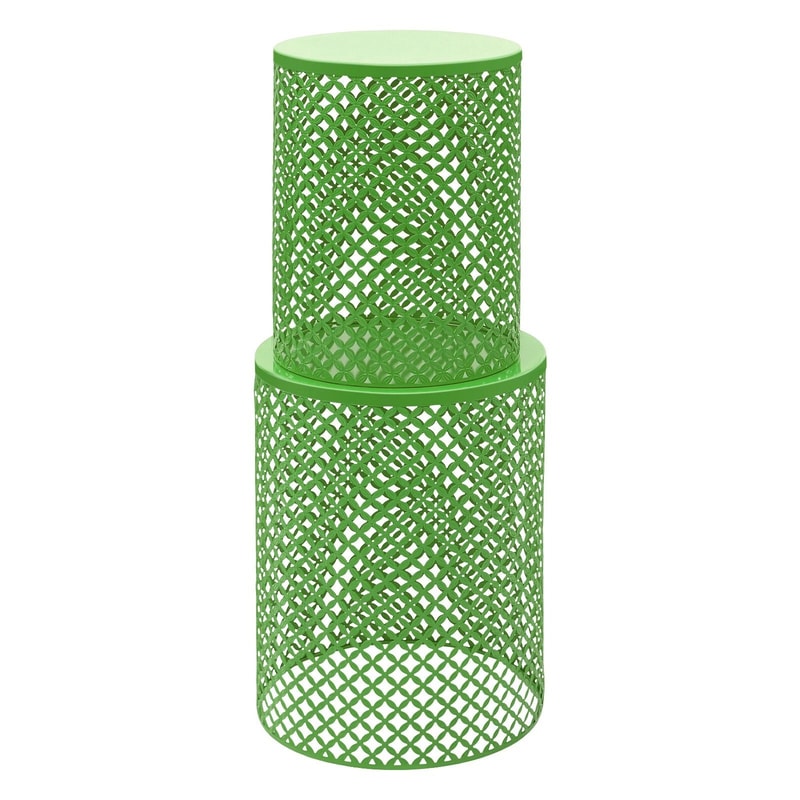 Accent Table With Modern Openwork Pattern Green Side Table Metal Frame 8