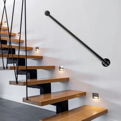 iron handrail stair railing kit, black wall-mounted for indoor/outdoor use