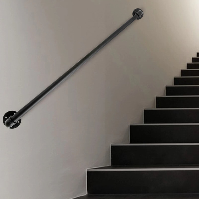Iron Handrail Stair Railing Kit Black WallMounted For IndoorOutdoor Use 3