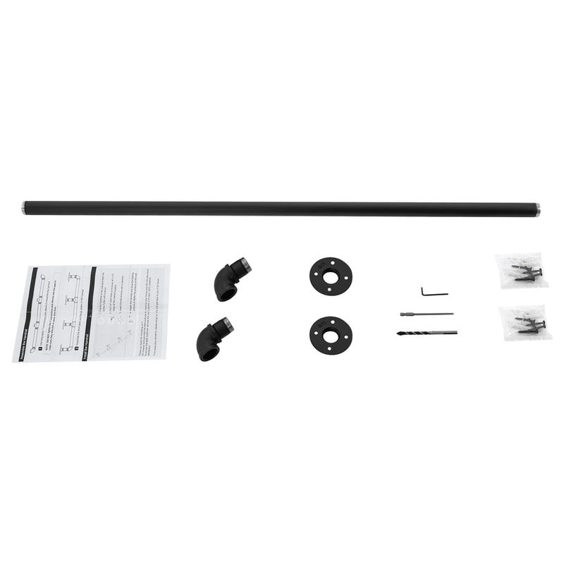 Iron Handrail Stair Railing Kit Black WallMounted For IndoorOutdoor Use 5