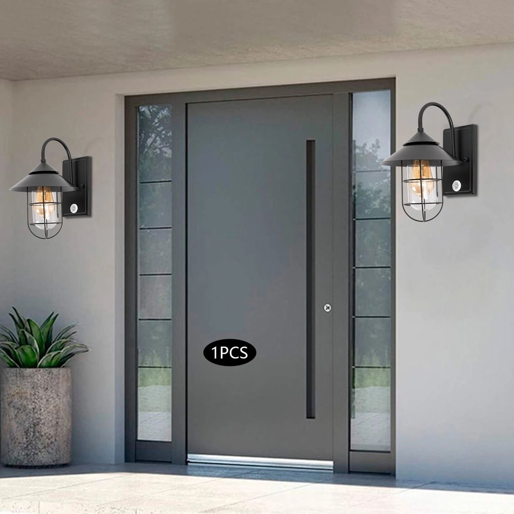Wall Lantern Light Fixture Porch Sconce Outdoor Motion Sensor Wall Mounted Lamp 7