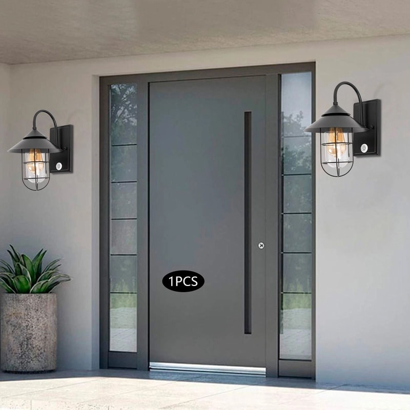 Wall Lantern Light Fixture Porch Sconce Outdoor Motion Sensor Wall Mounted Lamp 7