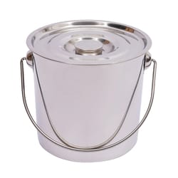 12l stainless steel food & water storage bucket with lid, extra thick barrel design