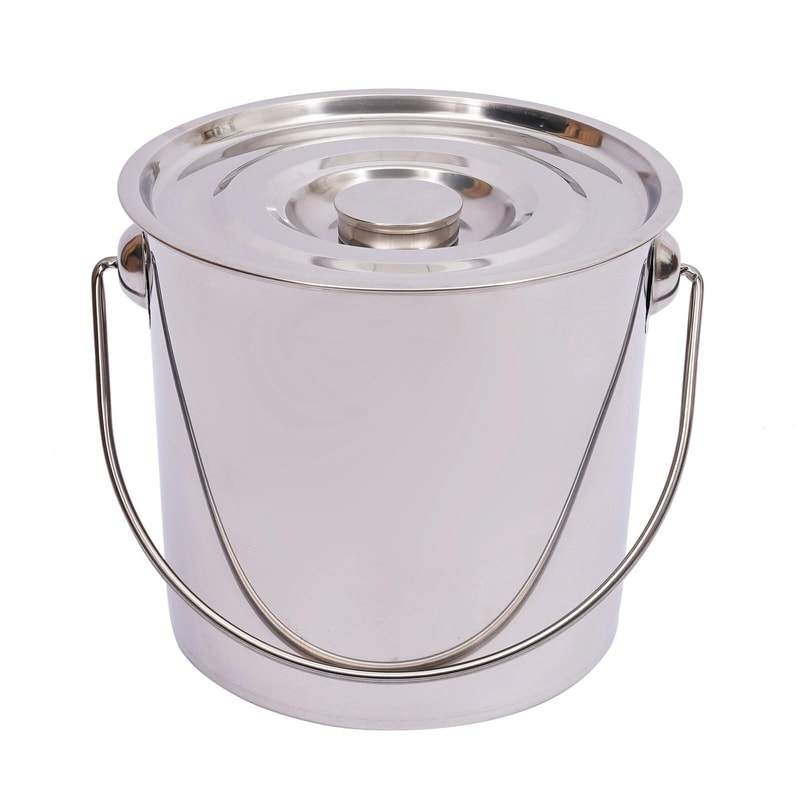 12L Stainless Steel Food Water Storage Bucket With Lid Extra Thick Barrel Design 0
