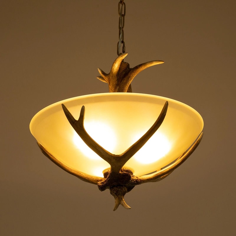Rustic Faux Deer Horn Ceiling Light Vintage Antler Chandelier Pendant Lamp 2