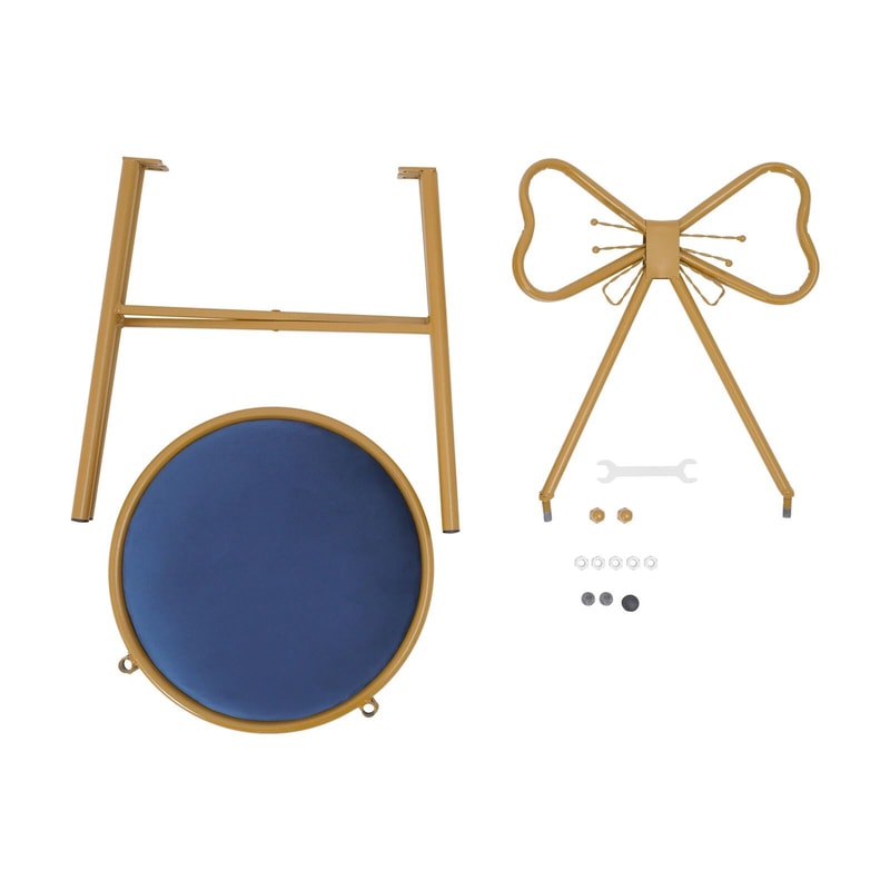 Velvet Backrest Chair Elegant Butterfly Vanity Dining Stool 1