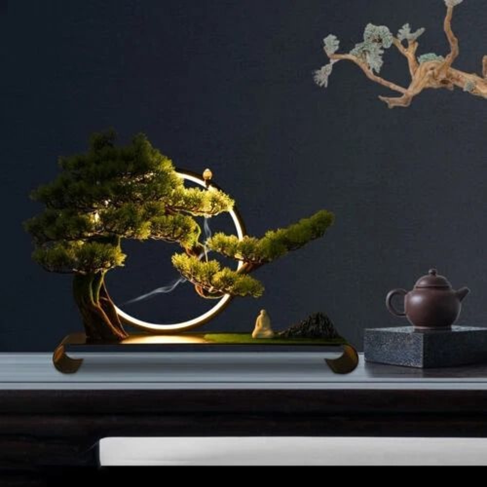 Backflow Incense Zen Artificial Pine Tree With Lamp Rings Decoration 110V For Home Meditation Ambia 11