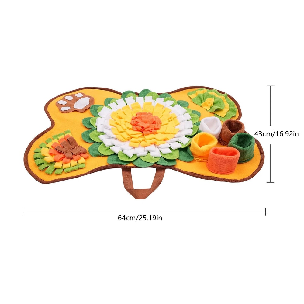 Pet Treats Snuffle Mat Dog Feeding Mat Fleece Yellow Orange 1