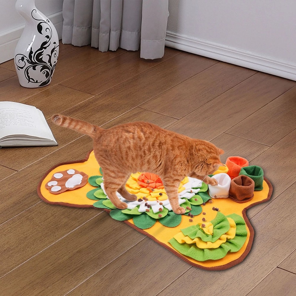 Pet Treats Snuffle Mat Dog Feeding Mat Fleece Yellow Orange 8