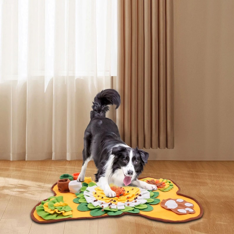 Pet Treats Snuffle Mat Dog Feeding Mat Fleece Yellow Orange 6