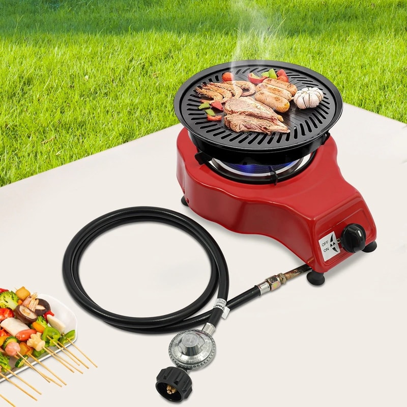 Portable Propane Outdoor LPG Single Gas Stove Burner For Camping Cooking BBQ With Hose 10