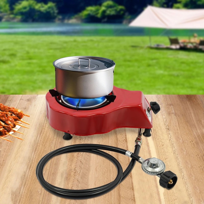 Portable Propane Outdoor LPG Single Gas Stove Burner For Camping Cooking BBQ With Hose 8
