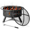Metal Fire Pit With Spark Screen And Fire Poker For Outdoor Wood Burning Black 2