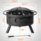 Metal Fire Pit With Spark Screen And Fire Poker For Outdoor Wood Burning Black 4