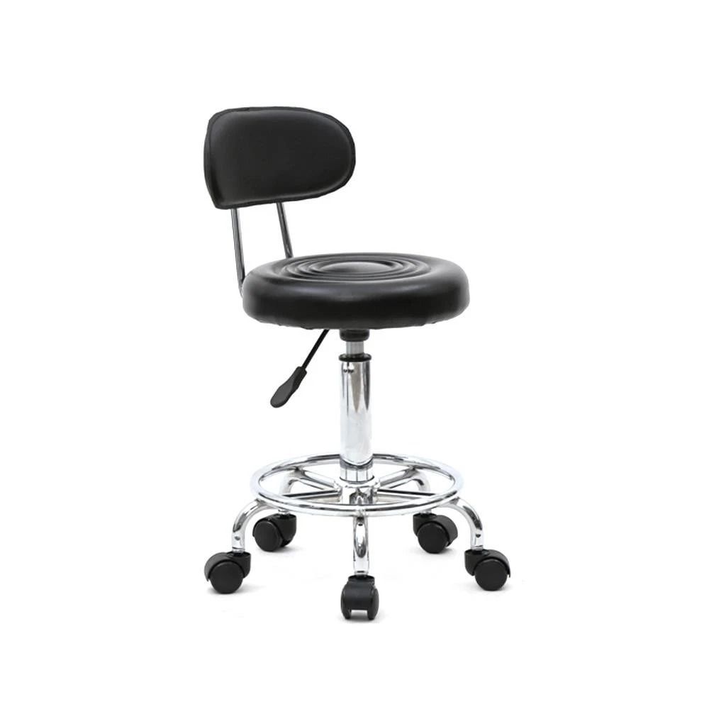 Swivel Salon Stool Chair With Adjustable Hydraulic Backrest And Rolling Wheels 1