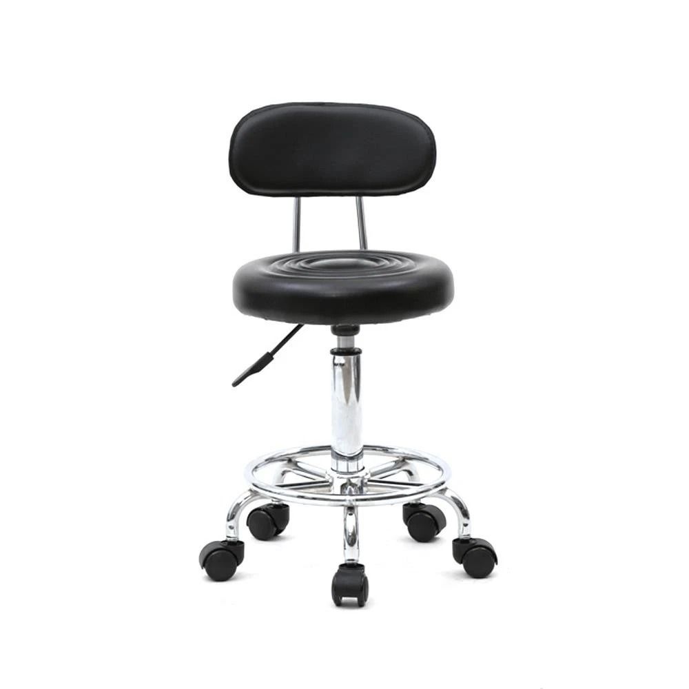 Swivel Salon Stool Chair With Adjustable Hydraulic Backrest And Rolling Wheels 0