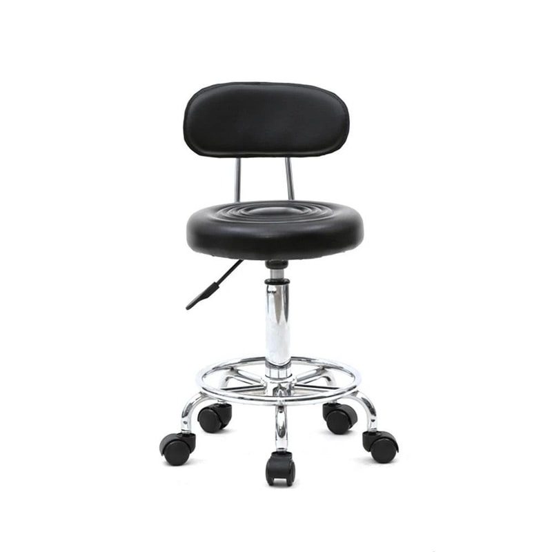 Swivel Salon Stool Chair With Adjustable Hydraulic Backrest And Rolling Wheels 0