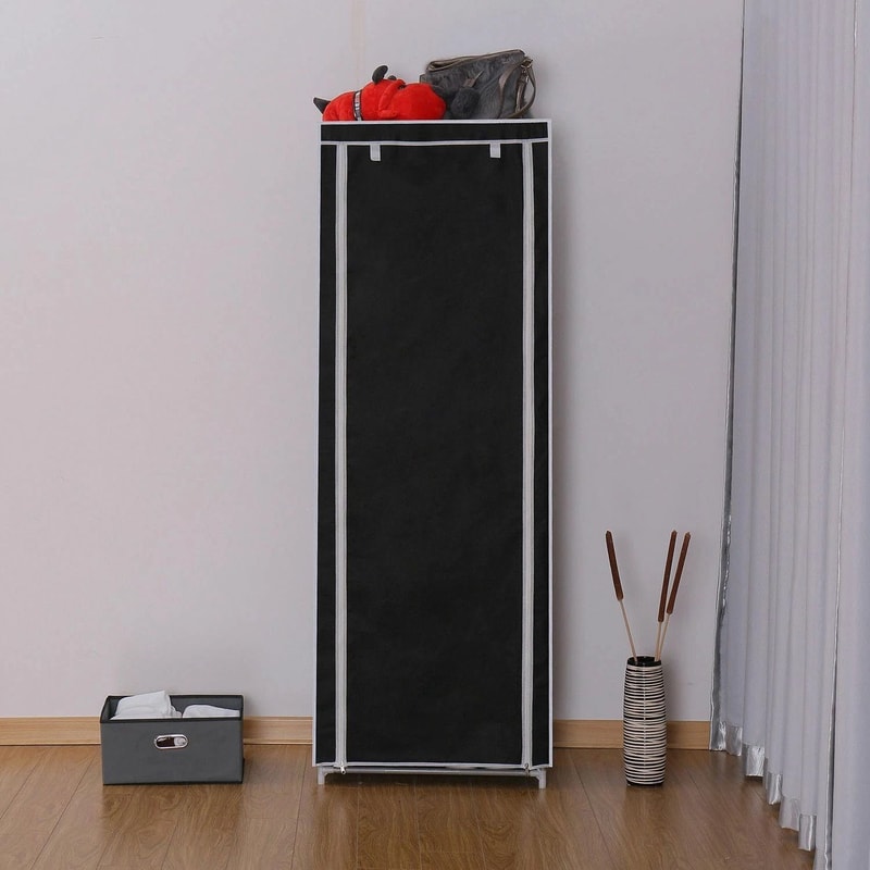 9 Tier Shoe Rack Shelf Black Closet Cabinet With Cover Standing Storage 2