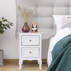 white 2-tier drawer nightstand, modern bedside storage cabinet for bedroom