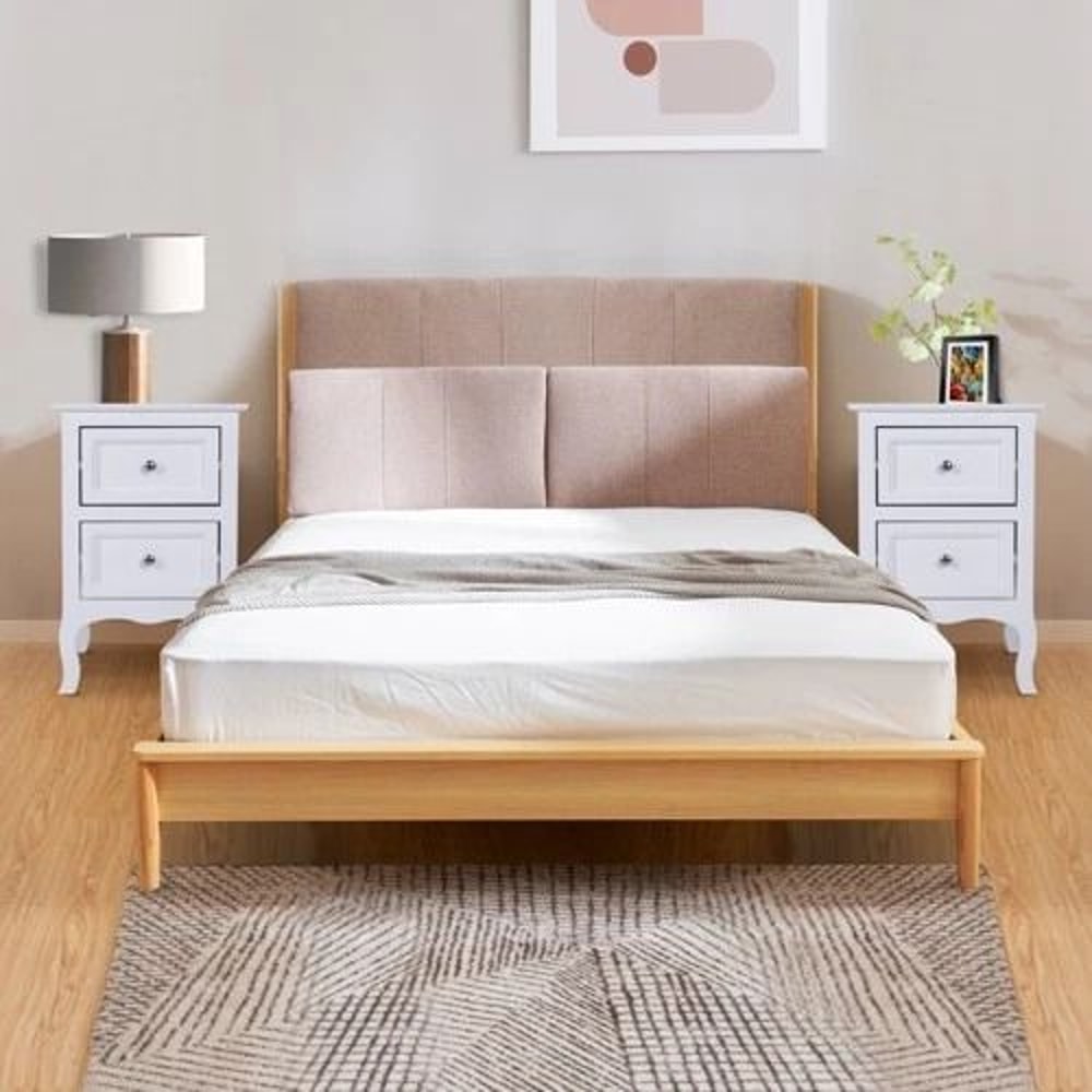 White 2Tier Drawer Nightstand Modern Bedside Storage Cabinet For Bedroom 4