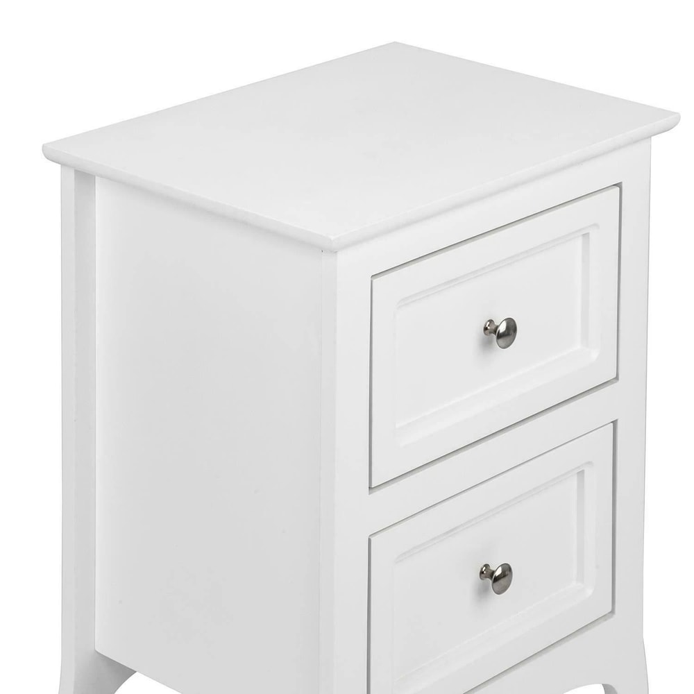 White 2Tier Drawer Nightstand Modern Bedside Storage Cabinet For Bedroom 8