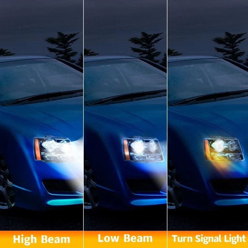 Chevy Suburban Tahoe Avalanche Black Amber Headlights Headlamps 3