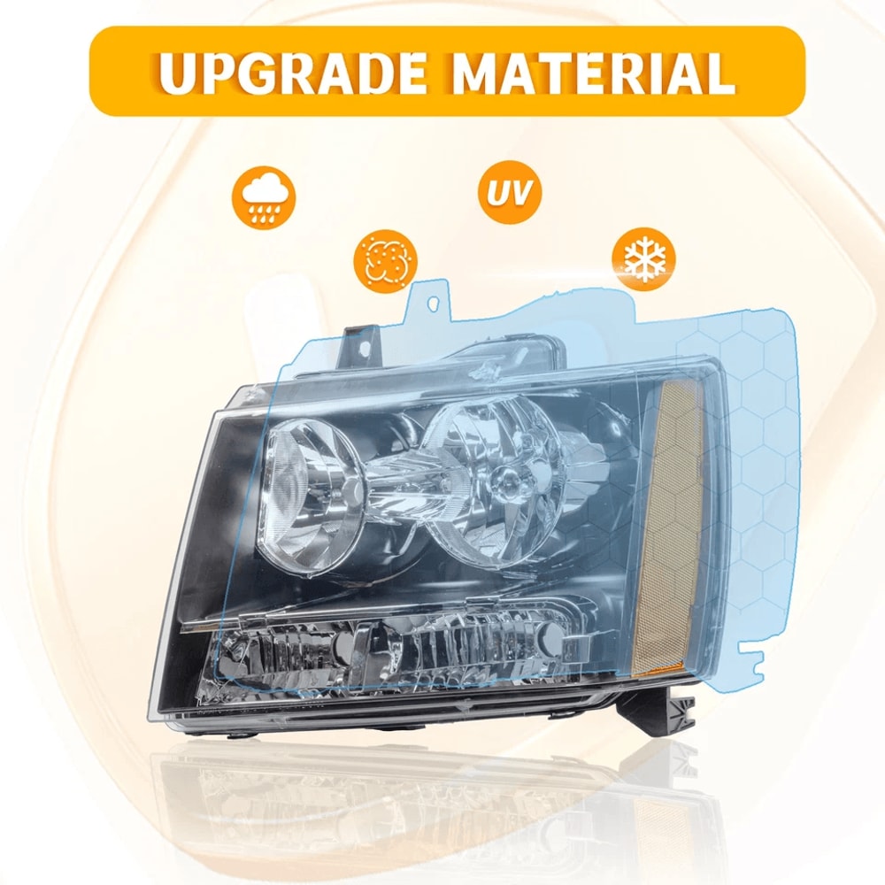 Chevy Suburban Tahoe Avalanche Black Amber Headlights Headlamps 4