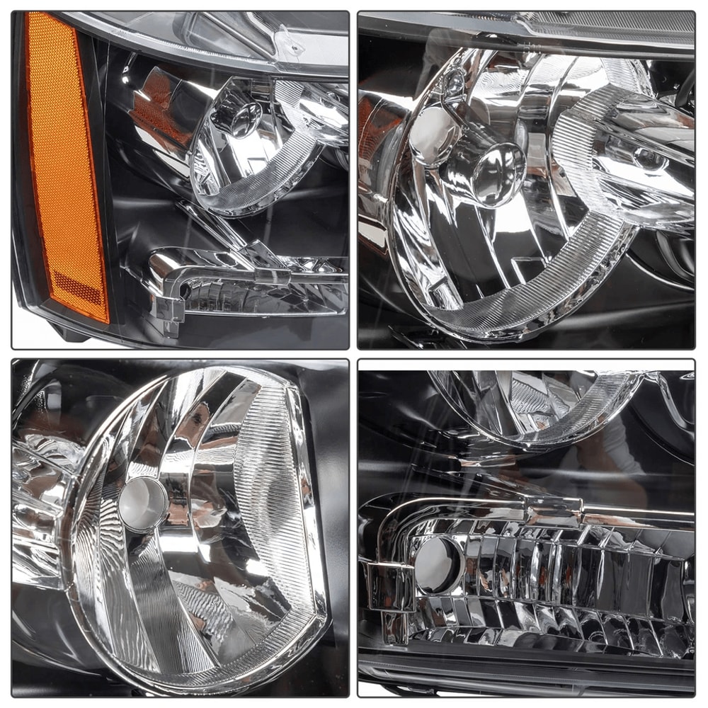 Chevy Suburban Tahoe Avalanche Black Amber Headlights Headlamps 6