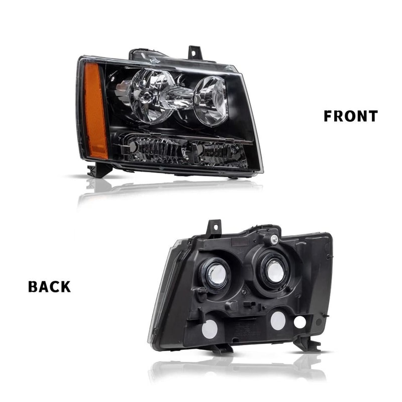 Chevy Suburban Tahoe Avalanche Black Amber Headlights Headlamps 7
