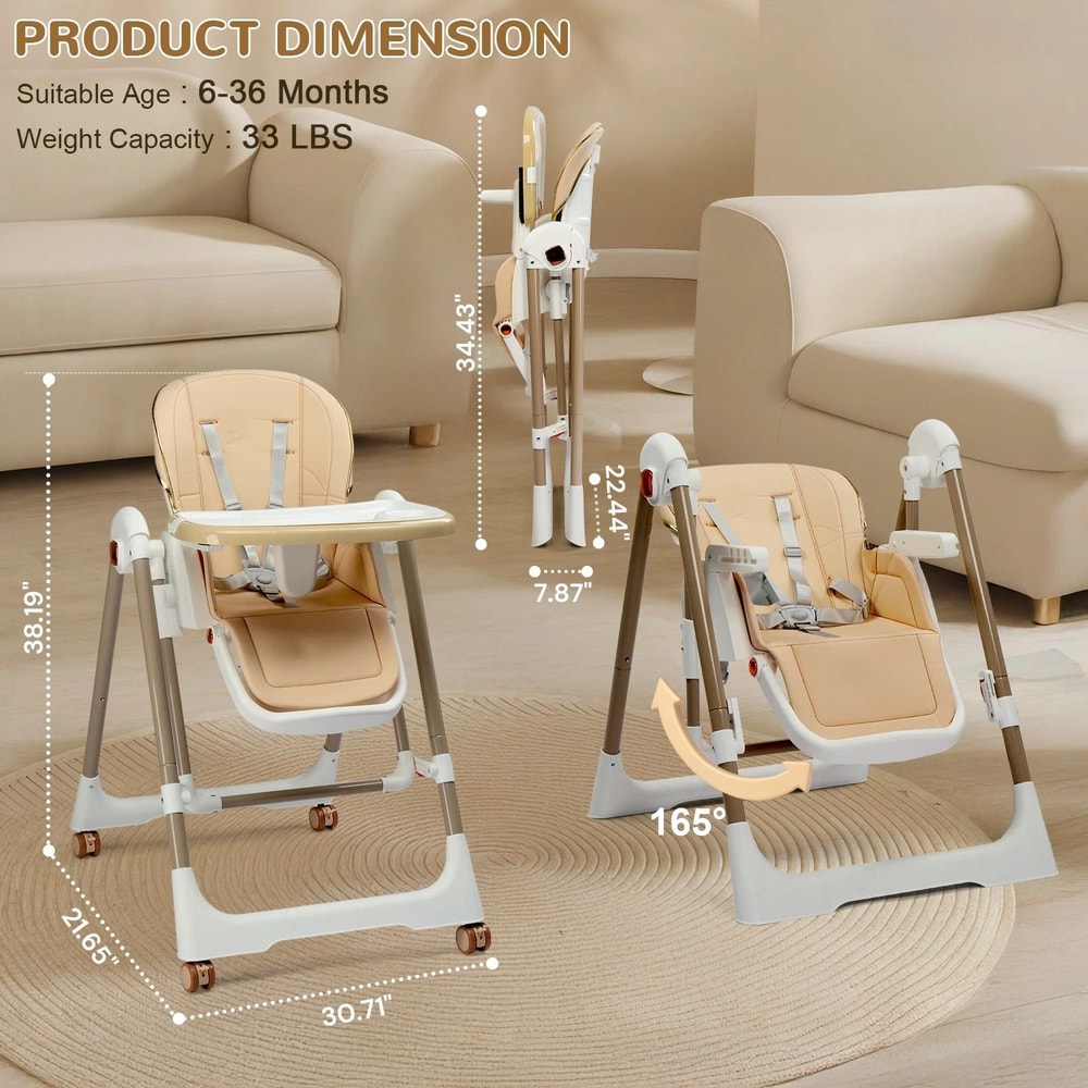 5Point Safety Harness Baby High Chair With Adjustable Footrest 3