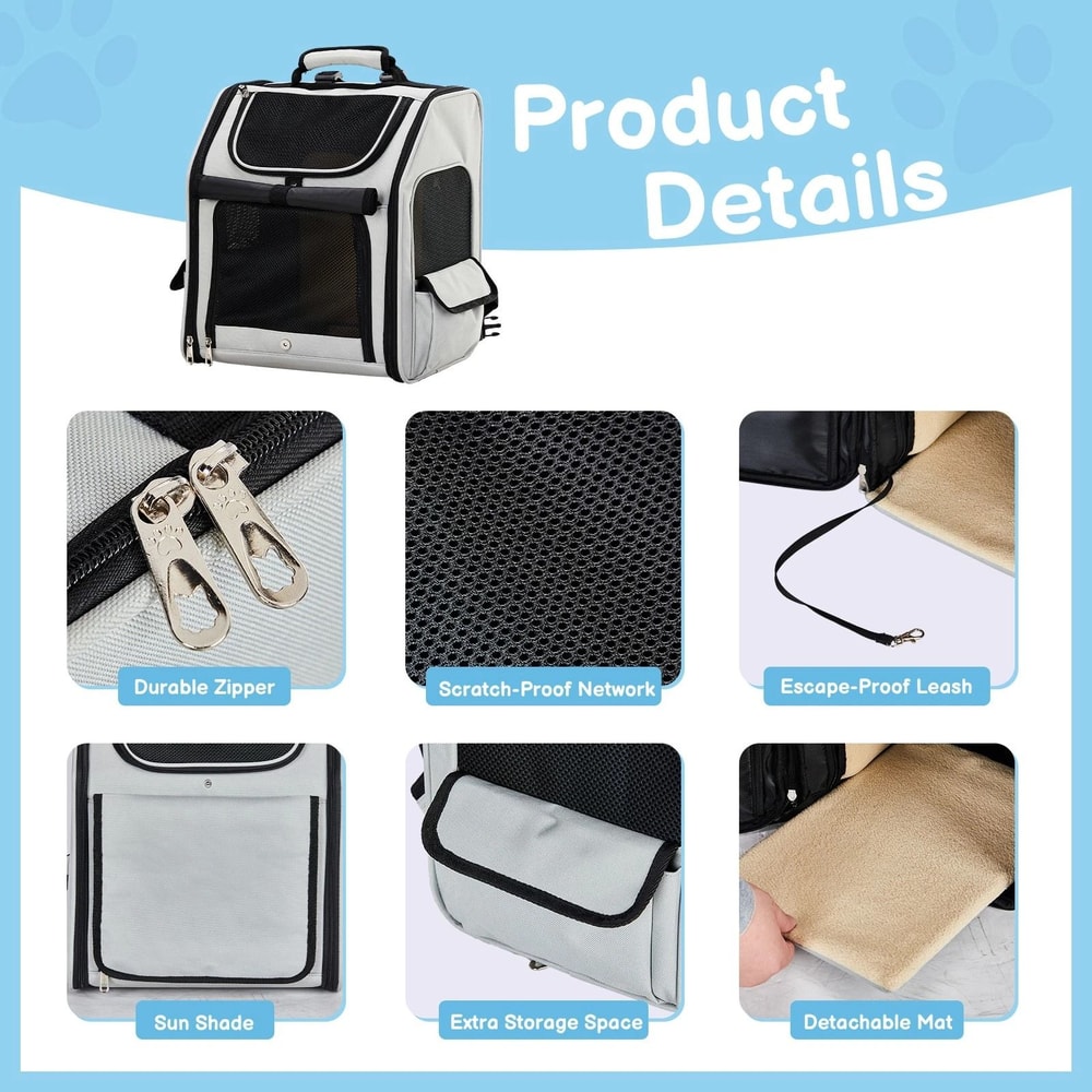 Outdoor Pet Backpack Carrier Capacity Expandable Cat Dog Carrier 5