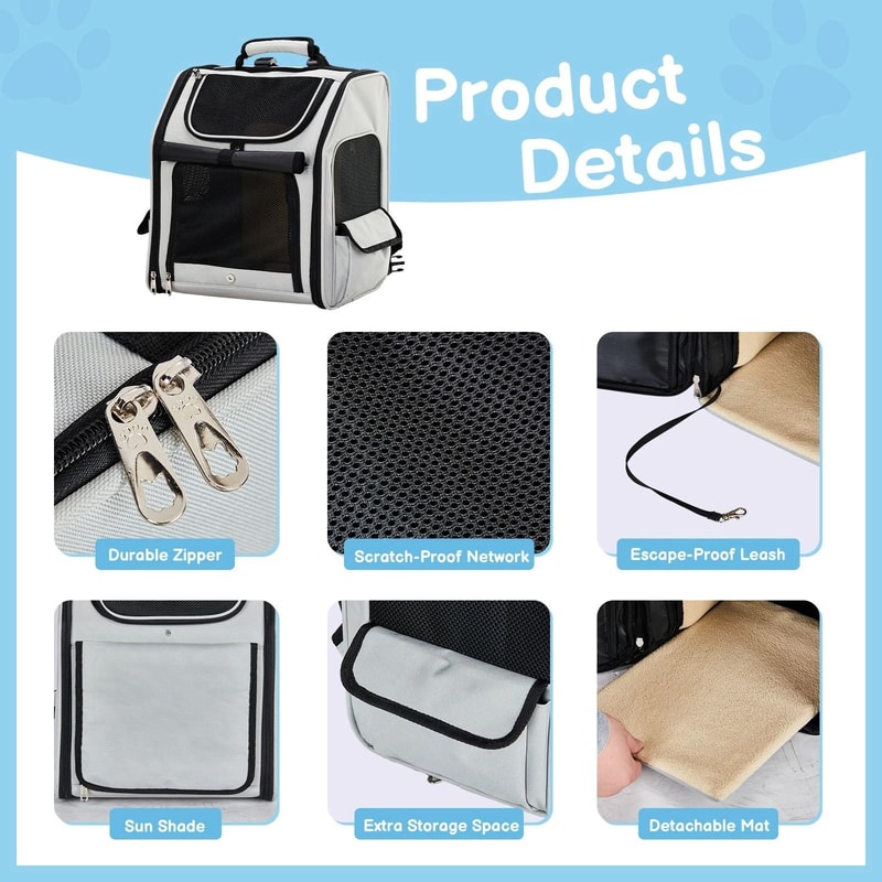 Outdoor Pet Backpack Carrier Capacity Expandable Cat Dog Carrier 5