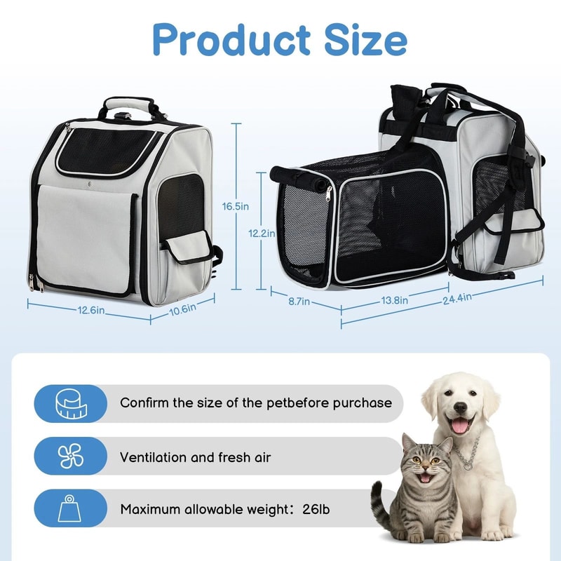 Outdoor Pet Backpack Carrier Capacity Expandable Cat Dog Carrier 6