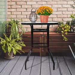 outdoor bar height bistro table, patio bar table square with glass top