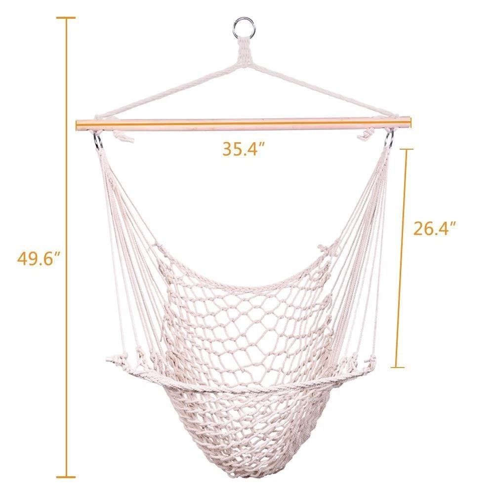 Hanging Rope Seat Net Hammock Chair Swing For Tree Porch Relaxation 5