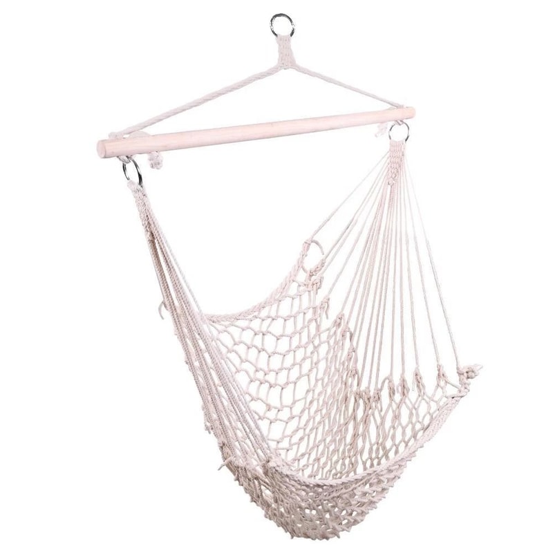 Hanging Rope Seat Net Hammock Chair Swing For Tree Porch Relaxation 7