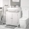 White Pedestal Sink Vanity Cabinet With 2 Shelves For Stylish Bathroom Storage 3