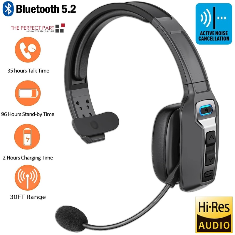 Wireless Trucker Bluetooth Headset Noise Cancelling Mic For Phones PC 2