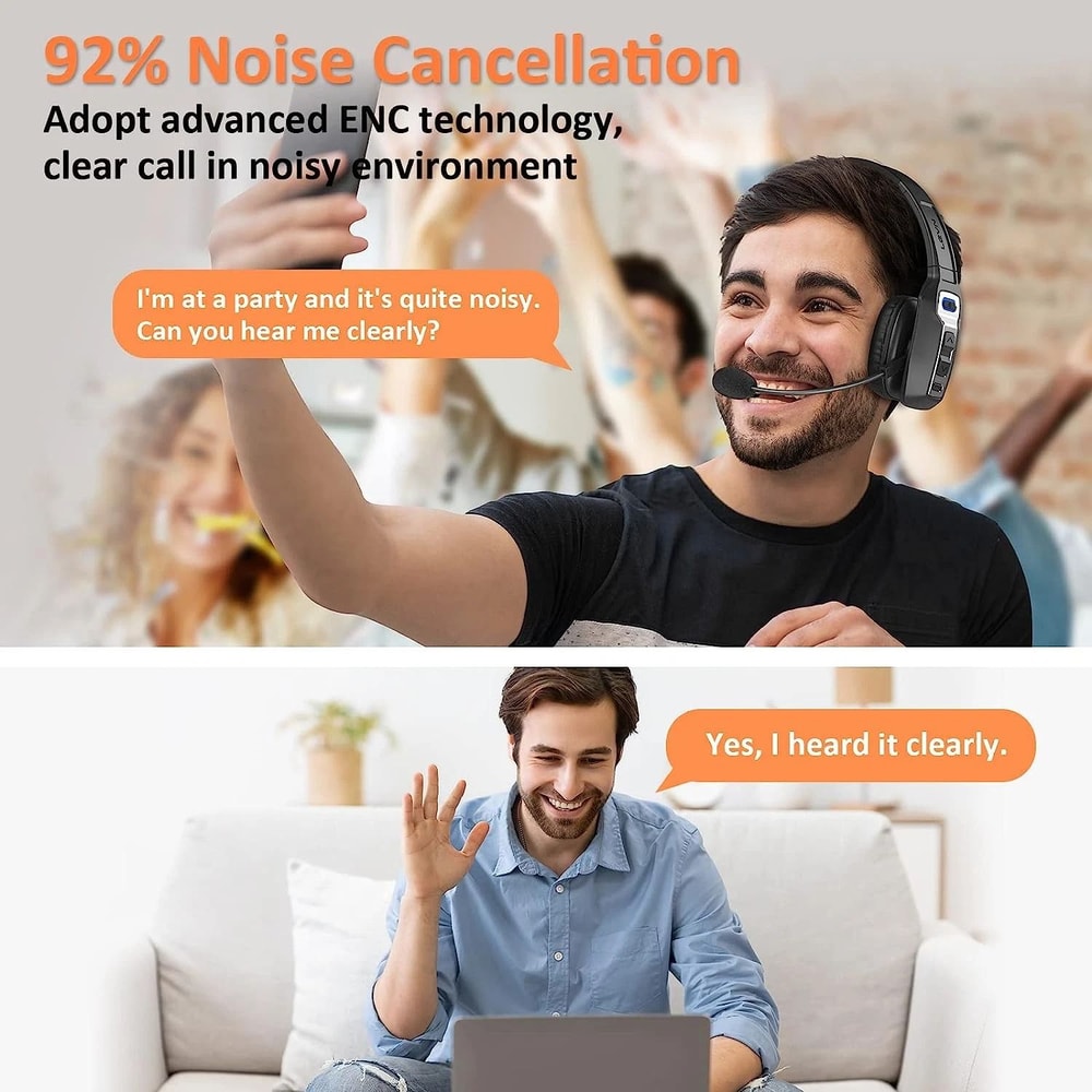 Wireless Trucker Bluetooth Headset Noise Cancelling Mic For Phones PC 3
