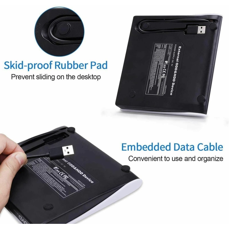 USB Slim External CD DVD Drive Burner Writer For Laptop Mac PC 6