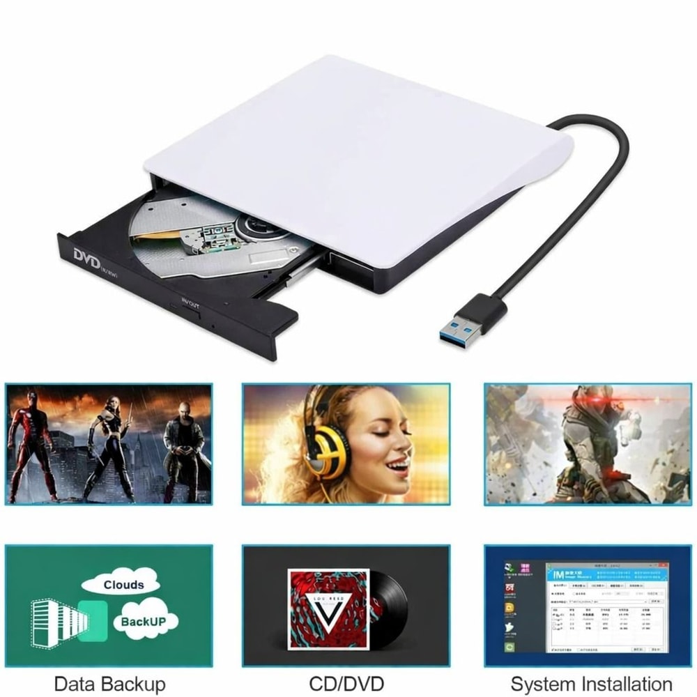 USB Slim External CD DVD Drive Burner Writer For Laptop Mac PC 0