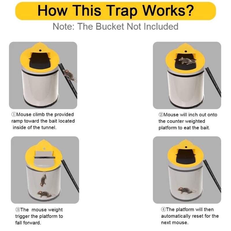 Mouse Trap Bucket Catcher Mousetrap Slide Bucket Lid Mouse Rat Trap Flip Slide 14
