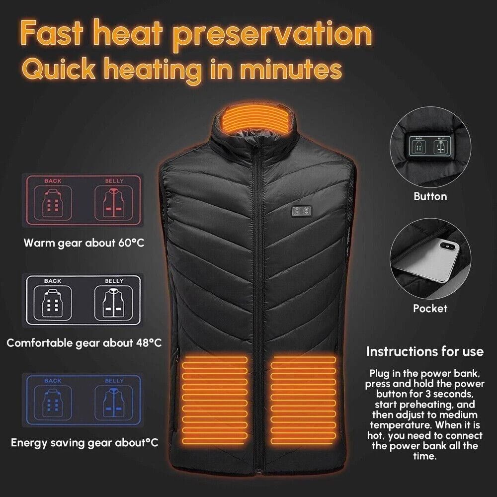 Electric Heating Vest Heating Zones Heated Vest For Outdoors 9